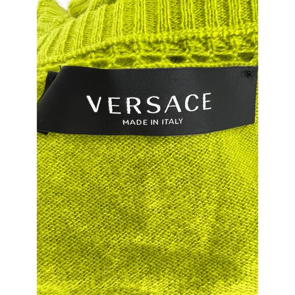 Versace Cashmere Green Cropped Safety Pin Cardigan - Picture 8 of 10